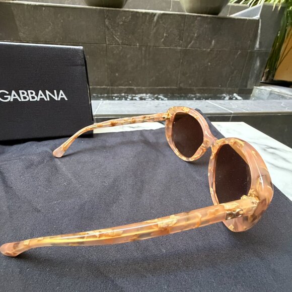 Dolce & Gabbana Sunglasses Pearl Havana Cream Acetate Brown Lenses Full Set NWT